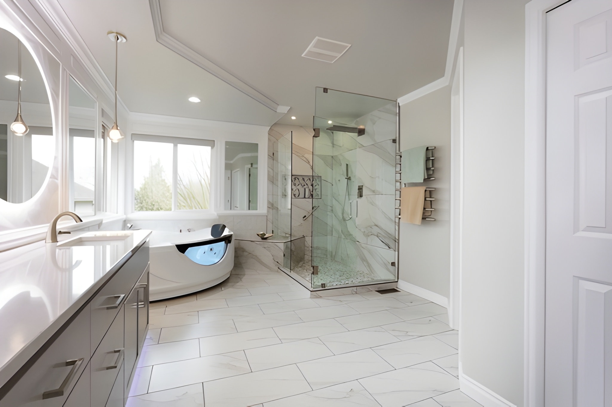 Creative custom tile and flooring installation enhancing style and function in a bathroom remodeling Issaquah project.